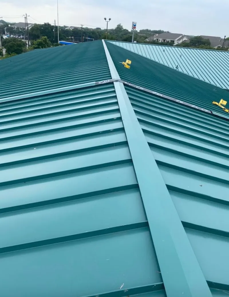 Green commercial metal roof ridge and valley for Metal Roof Repair in Hilliard